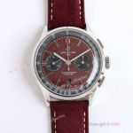 Swiss Grade 1 Breitling Premier Chronograph TW 7750 Watch Wood Dial Stainless Steel